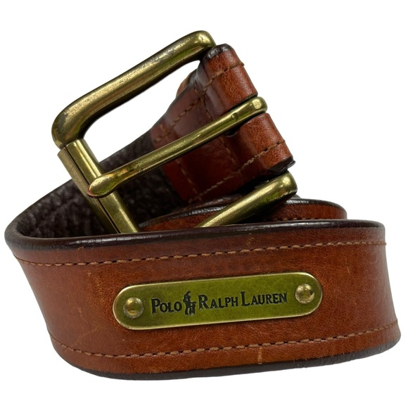 Vintage Polo Ralph Lauren Brown Italian Saddle Leather Bronze Accents Western - Picture 16 of 16